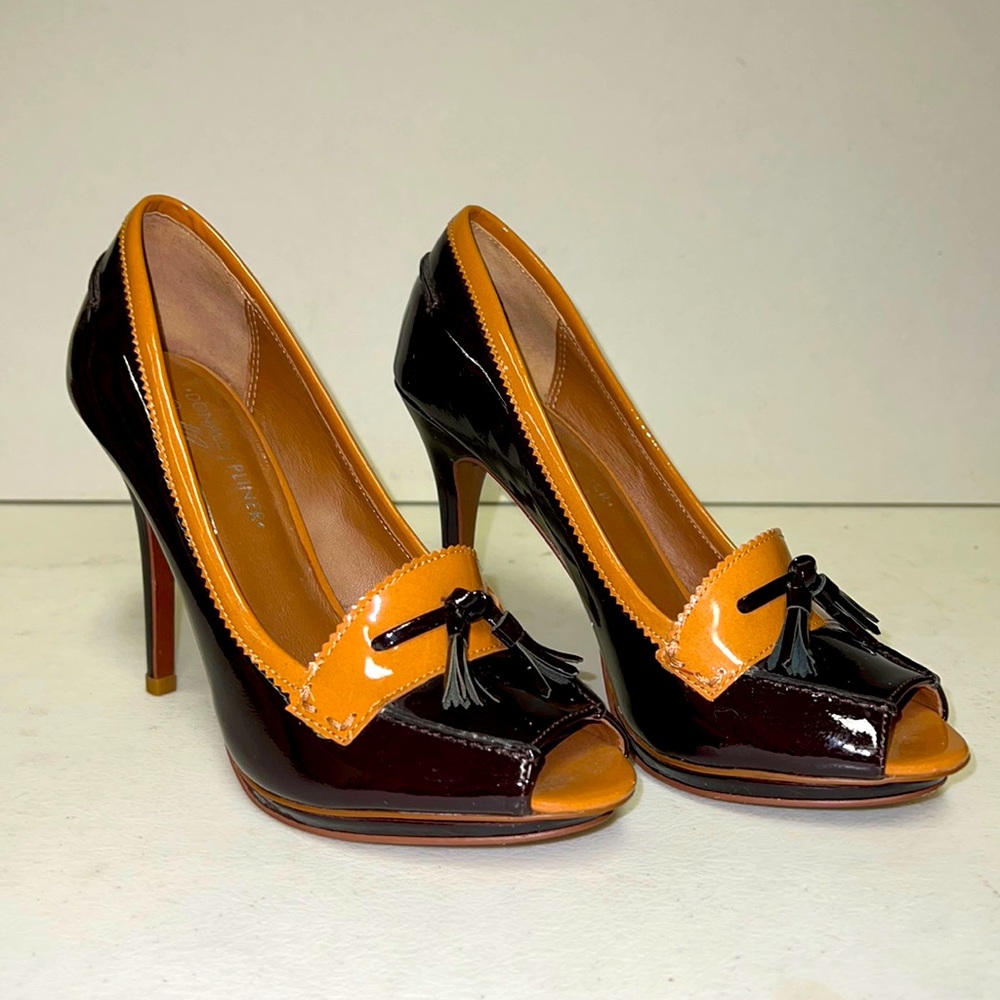 Donald J. Pliner Black and Tan Heels
